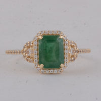 1.89 Ct Octagon Emerald 9K Gold Ring