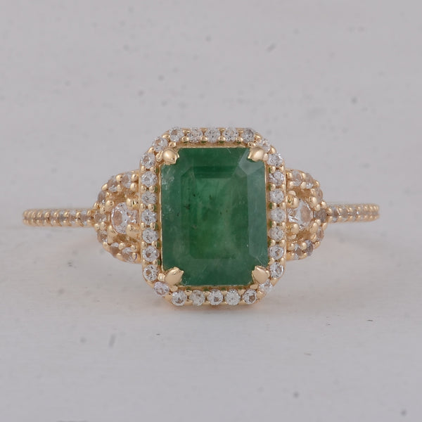 1.89 Ct Octagon Emerald 9K Gold Ring