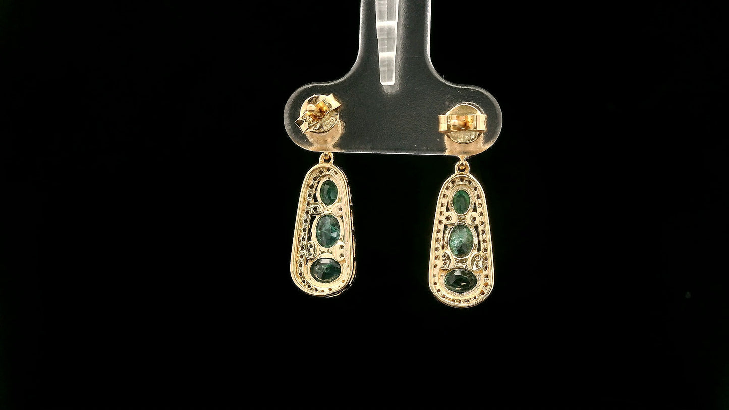 2.12 Ct Oval Emerald 14K Gold Earrings