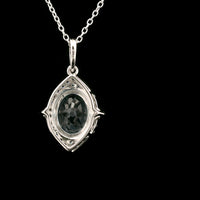 3.58 Ct Oval Blue Topaz, White Zircon 925 Sterling Silver Pendant
