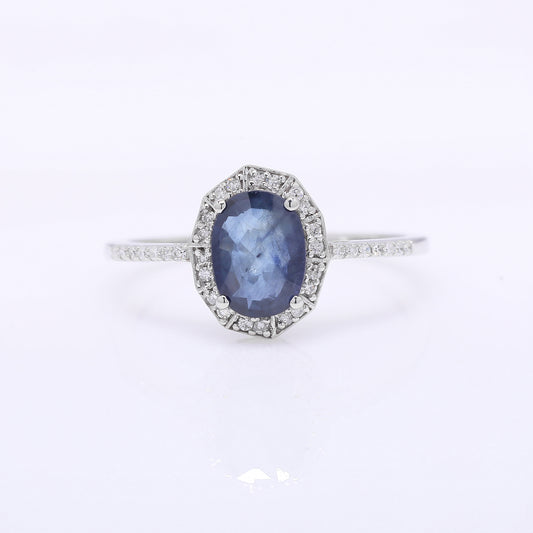 1.21 Ct Oval Mixed Cut Natural Sapphire 950 Platinum Ring