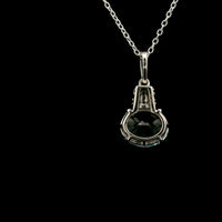 3.18 Ct Oval Blue Topaz, White Zircon 925 Sterling Silver Pendant