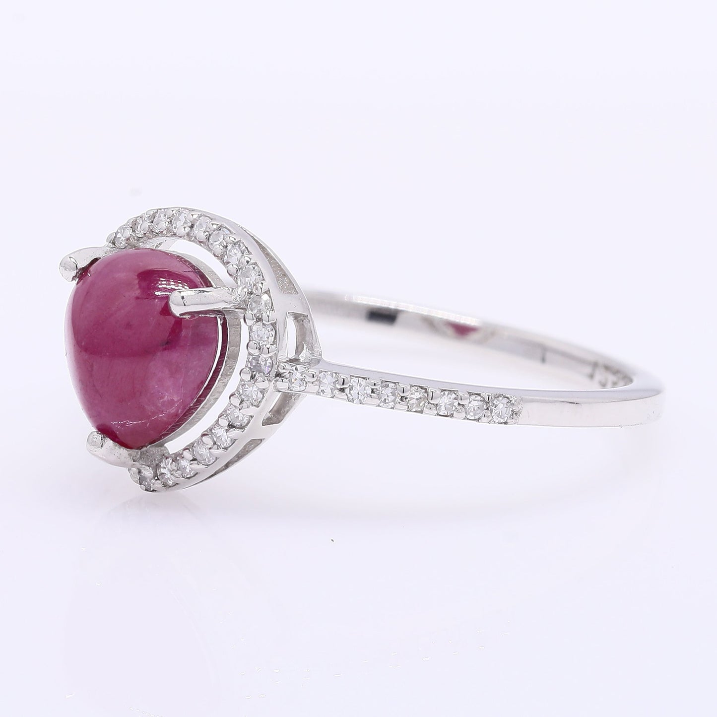 1.81 Ct Pear Cabochon Cut Natural Ruby 950 Platinum Ring