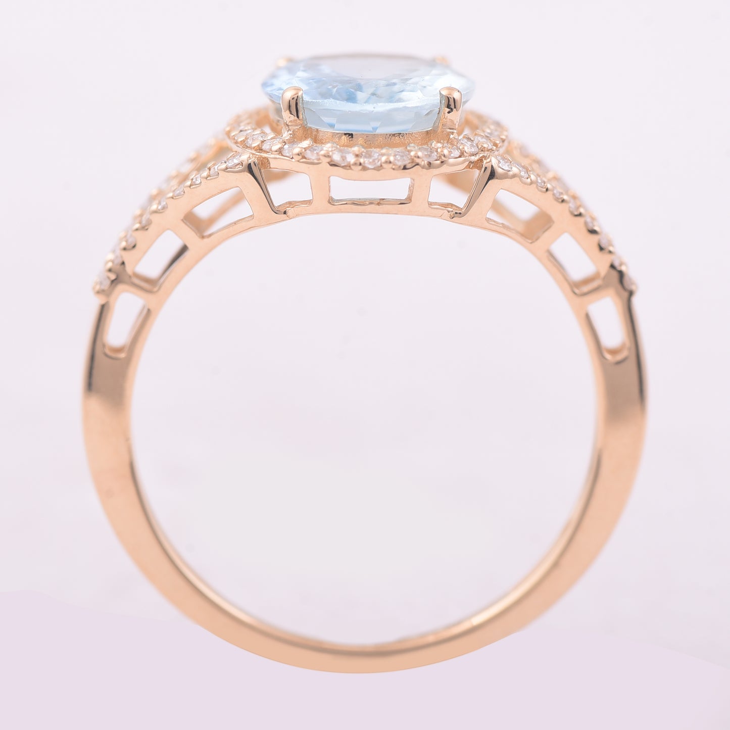 1.96 Ct Oval Mixed Cut Natural Aquamarine 14K Gold Ring