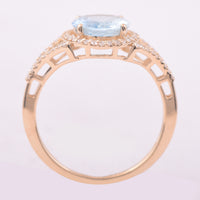 1.96 Ct Oval Mixed Cut Natural Aquamarine 14K Gold Ring