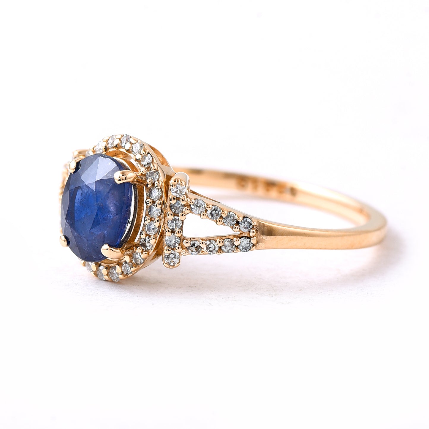 1.28 Ct Oval Mixed Cut Natural Sapphire 14K Gold Ring