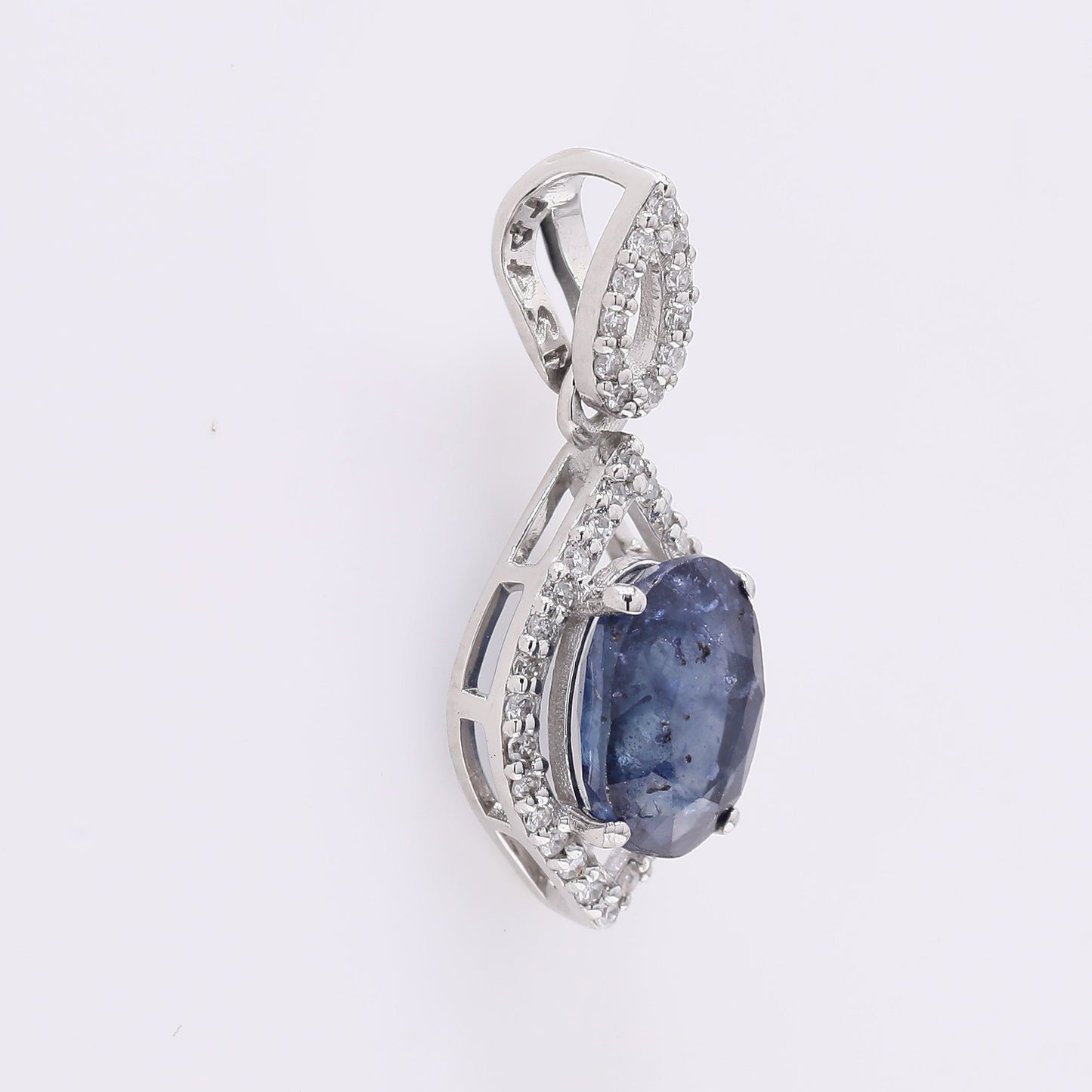 1.73 Ct Oval Mixed Cut Natural Sapphire 950 Platinum Pendant