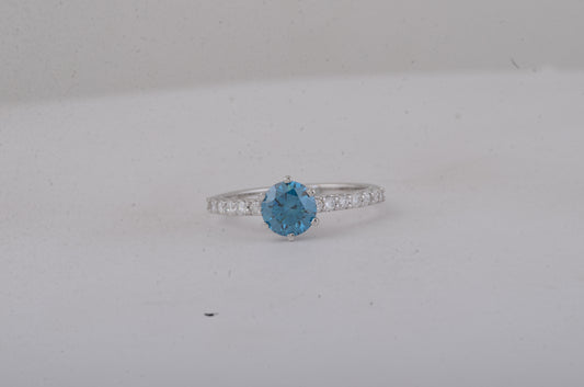 1.33 Carats Blue Lab Grown Diamond 14K Gold Ring