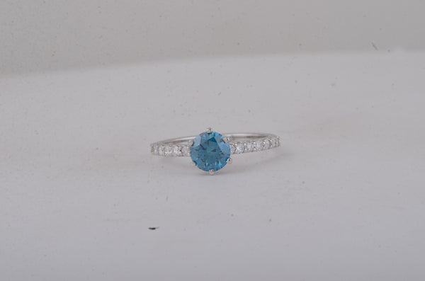 1.33 Carats Blue Lab Grown Diamond 14K Gold Ring