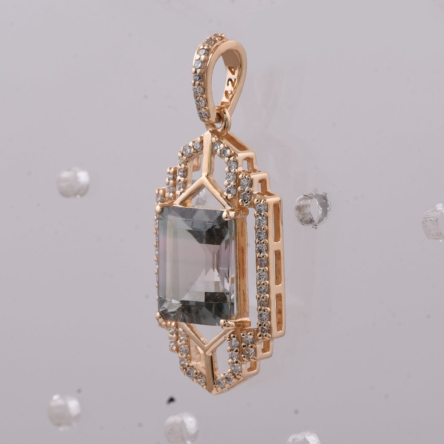 2.40 Ct Octagon Step Cut Natural Tourmaline 14K Gold Pendant