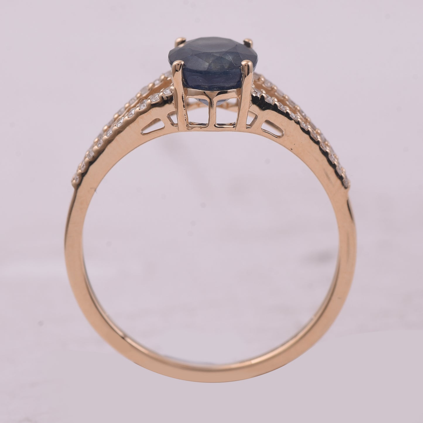 2.02 Ct Oval Mixed Cut Natural Sapphire 14K Gold Ring