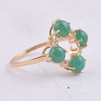 2.39 Ct Round Cabochon Cut Natural Emerald 14K Gold Ring