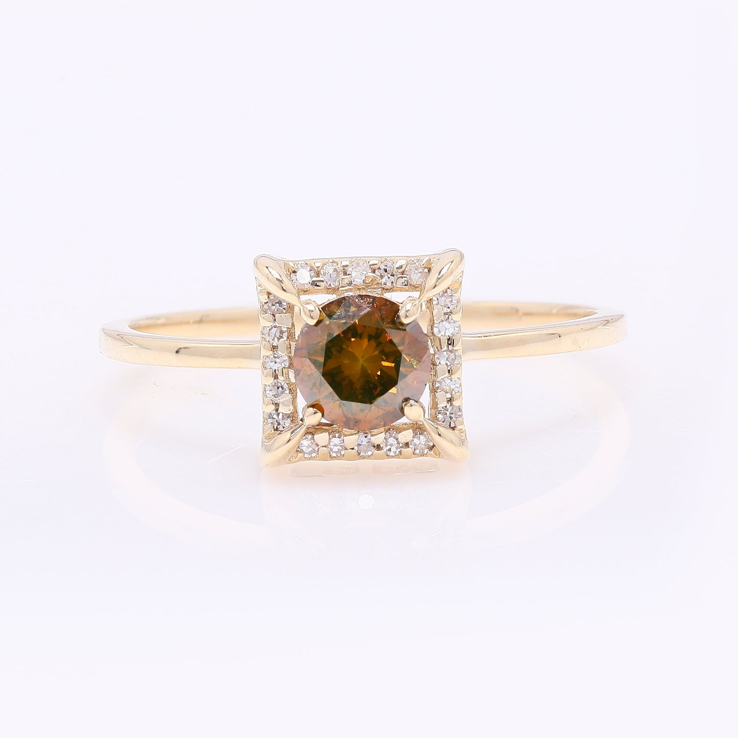 0.56 Ct Round Red Diamond 14K Gold Ring