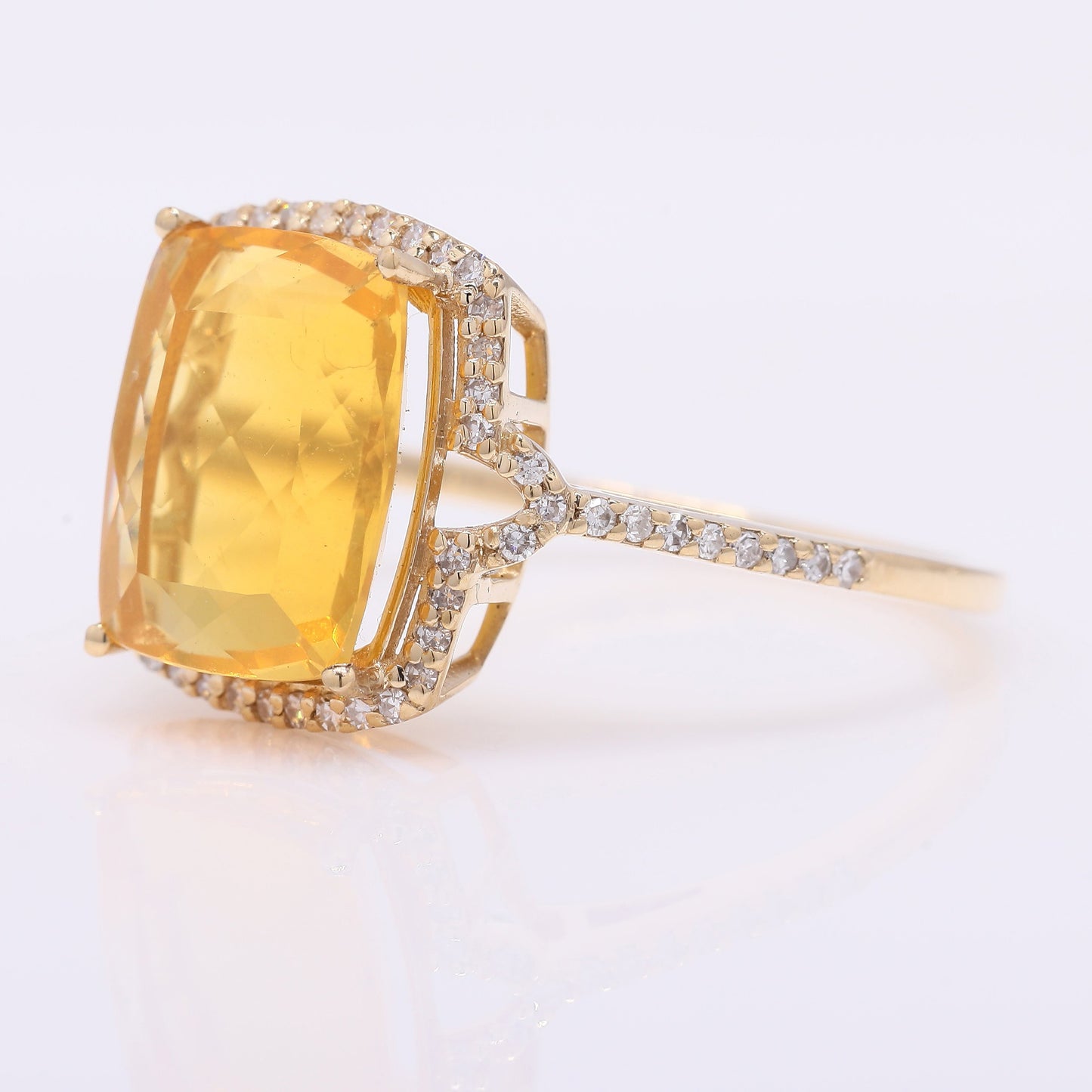 3.11 Ct Cushion Mixed Cut Natural Fire Opal 14K Gold Ring