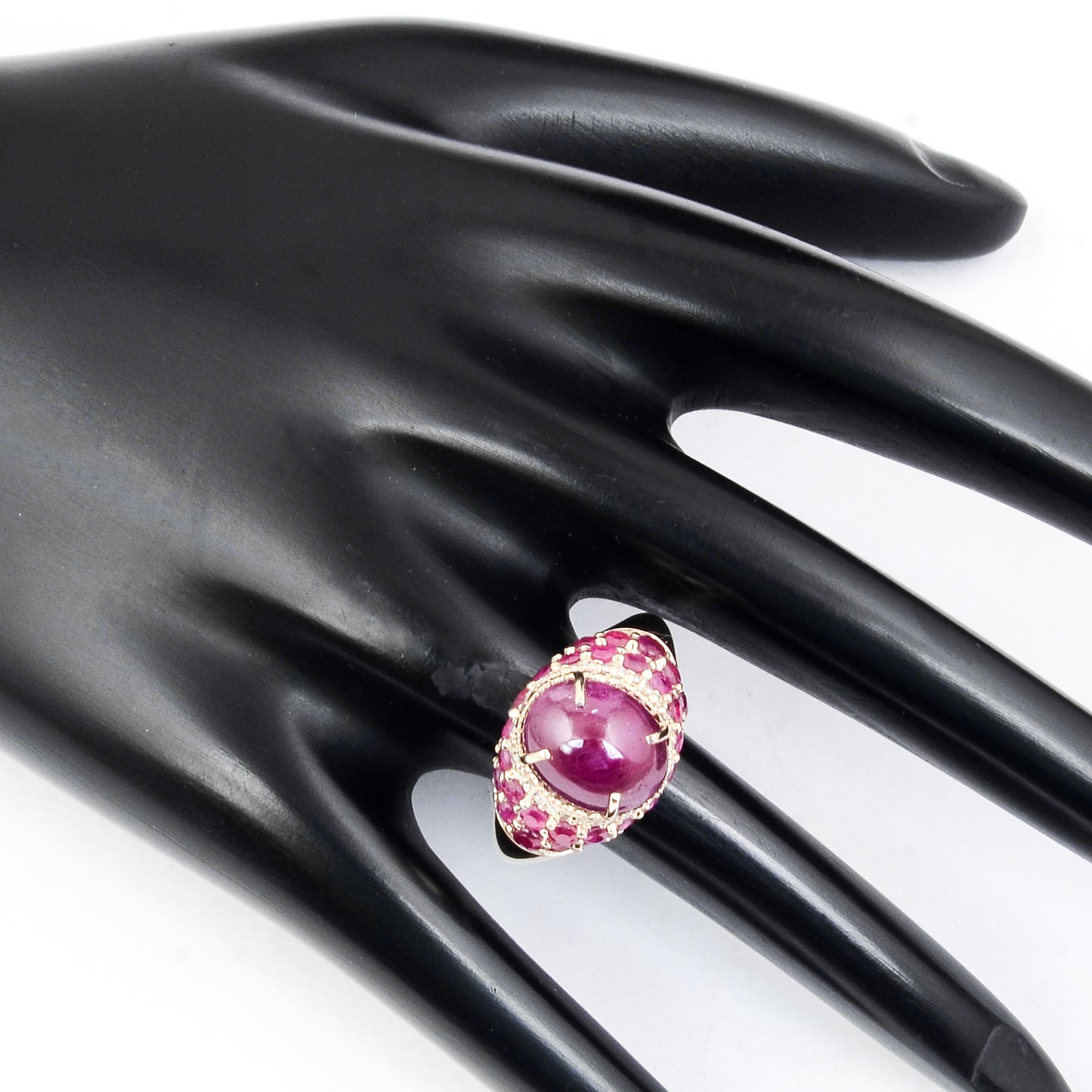 6.83 Ct Oval Cabochon Ruby 14K Gold Ring