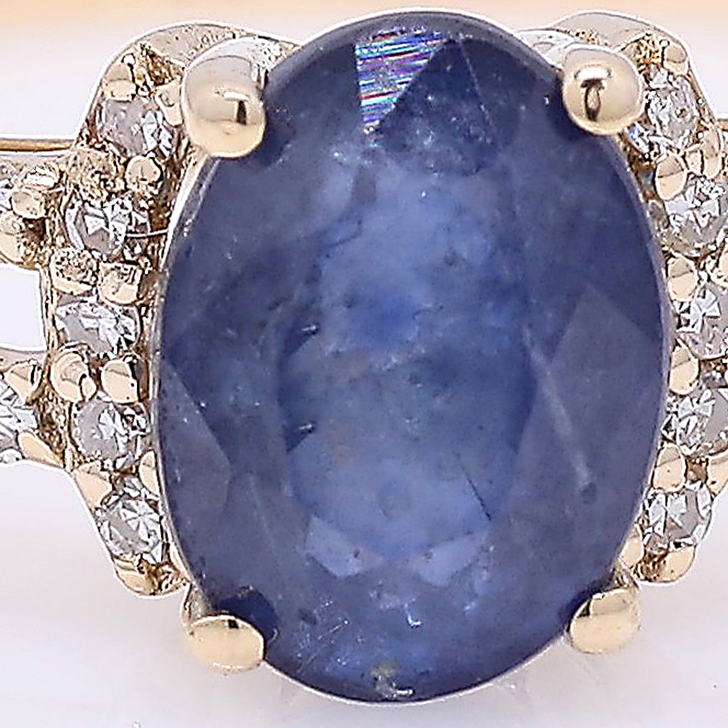 1.44 Ct Oval Mixed Cut Natural Sapphire 14K Gold Ring
