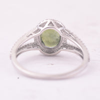 2.42 Ct Oval Mixed Cut Natural Green Sapphire 950 Platinum Ring