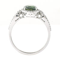 2.24 Ct Oval Mixed Cut Natural Green Sapphire 950 Platinum Ring