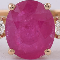 2.03 Ct Oval Natural Ruby 14K Gold Ring