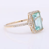 1.50 Ct Rectangle Step Cut Natural Emerald 14K Gold Ring