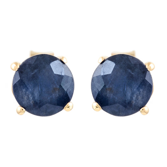 3.04 Ct Round Sapphire 14K Gold Earrings