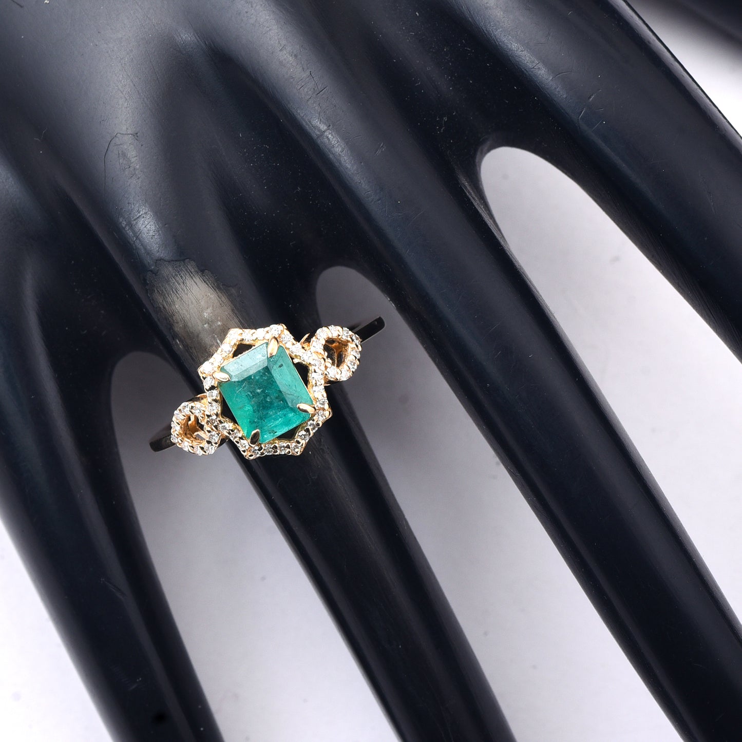 1.27 Ct Octagon Step Cut Natural Emerald 14K Gold Ring