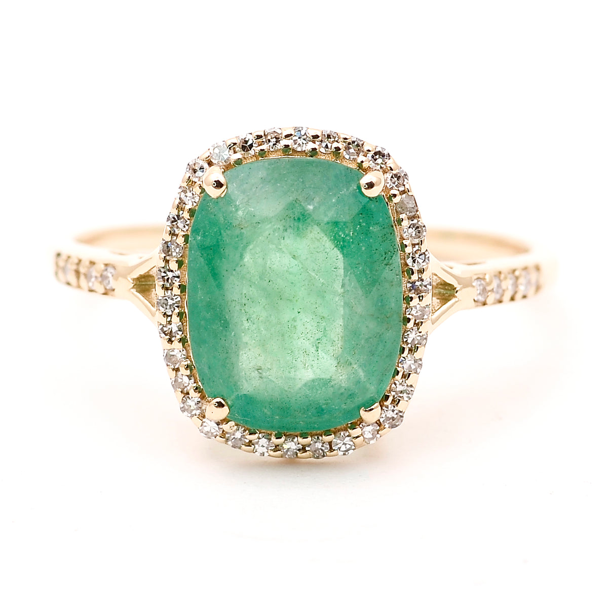 2.70 Ct Cushion Natural Emerald 14K Gold Ring