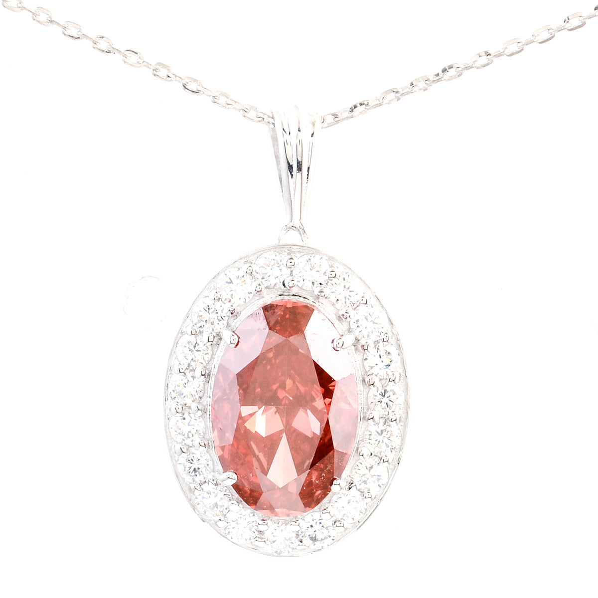 3.50 Carats Pink Lab Grown Diamond 14K Gold Pendant