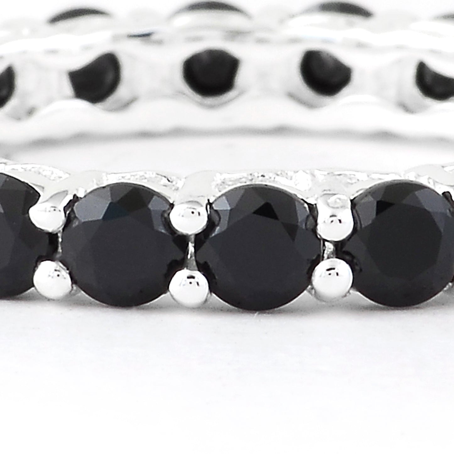3.10 Ct Round Black Spinel 925 Sterling Silver Ring