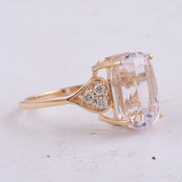 5.77 Ct Cushion Natural Kunzite 14K Gold Ring
