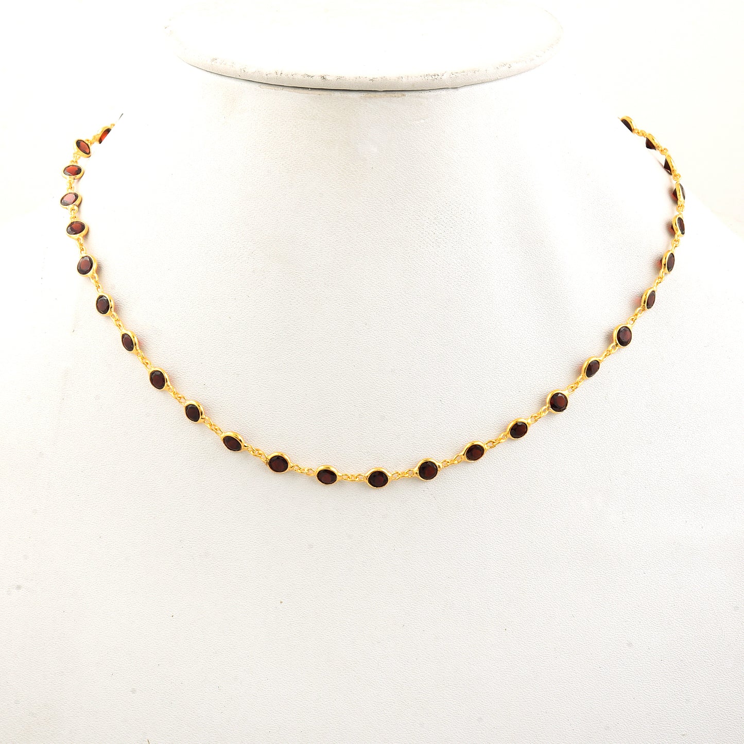 14.33 Ct Round Garnet 925 Silver Necklace
