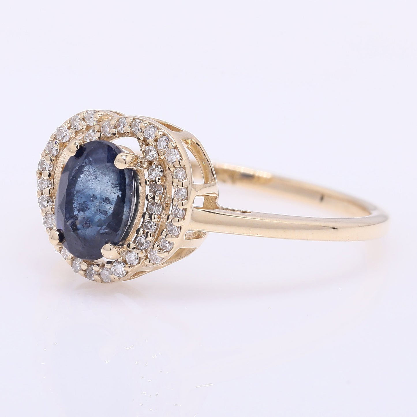 1.21 Ct Oval Mixed Cut Natural Sapphire 14K Gold Ring