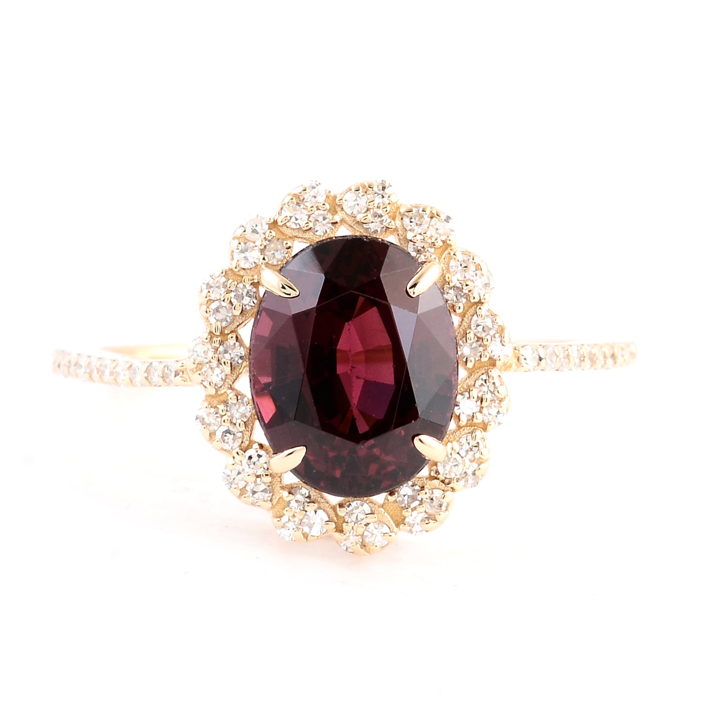 3.17 Ct Oval Mixed Cut Natural Pyrope Almandite Garnet 14K Gold Ring