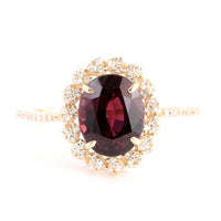 3.17 Ct Oval Mixed Cut Natural Pyrope Almandite Garnet 14K Gold Ring