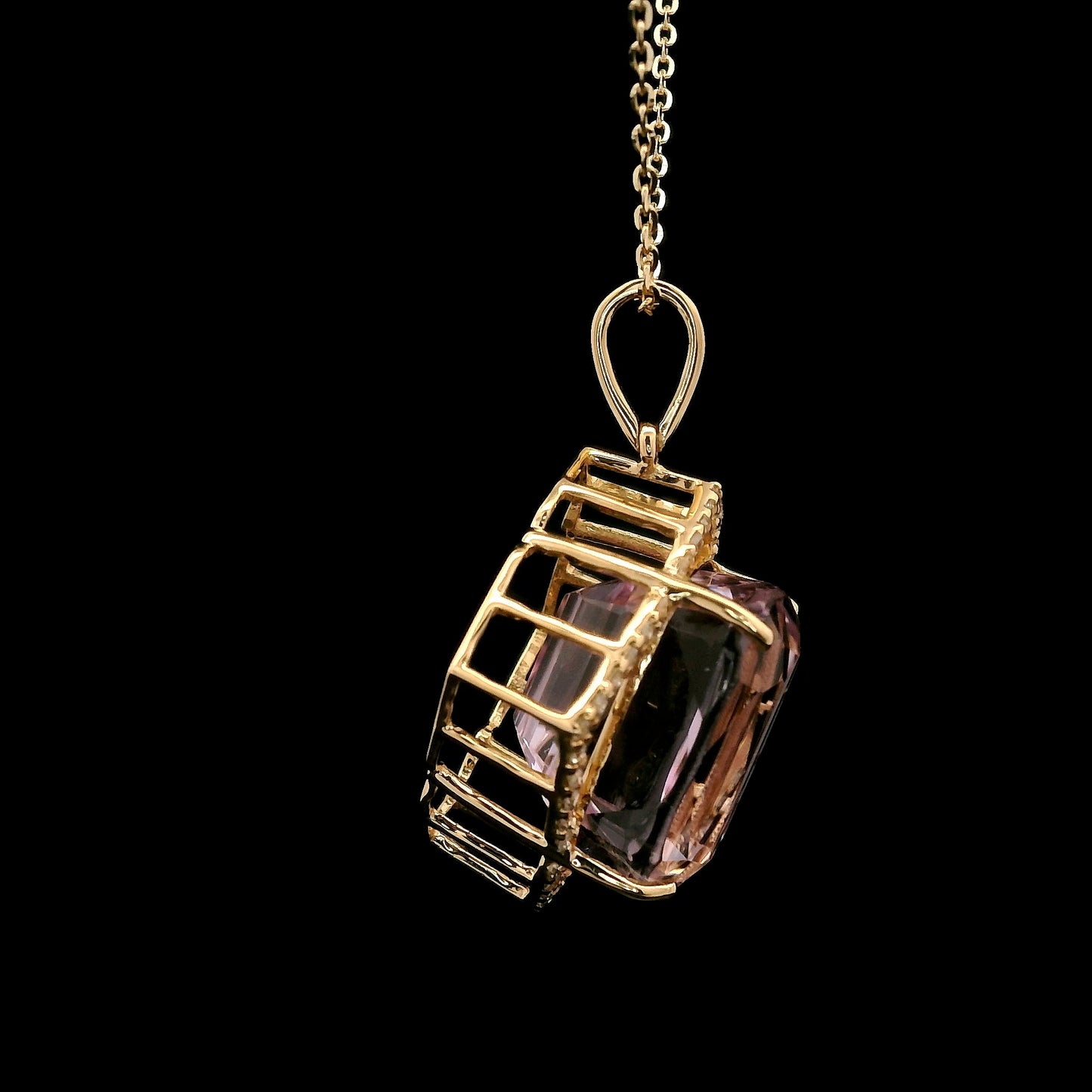 9.42 Ct Cushion Kunzite 14K Gold Pendant
