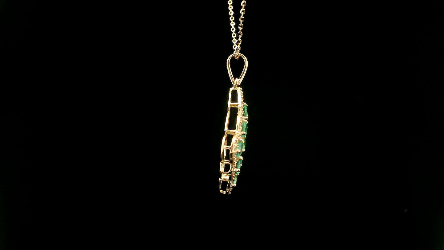 1.30 Ct Round Emerald 14K Gold Pendant