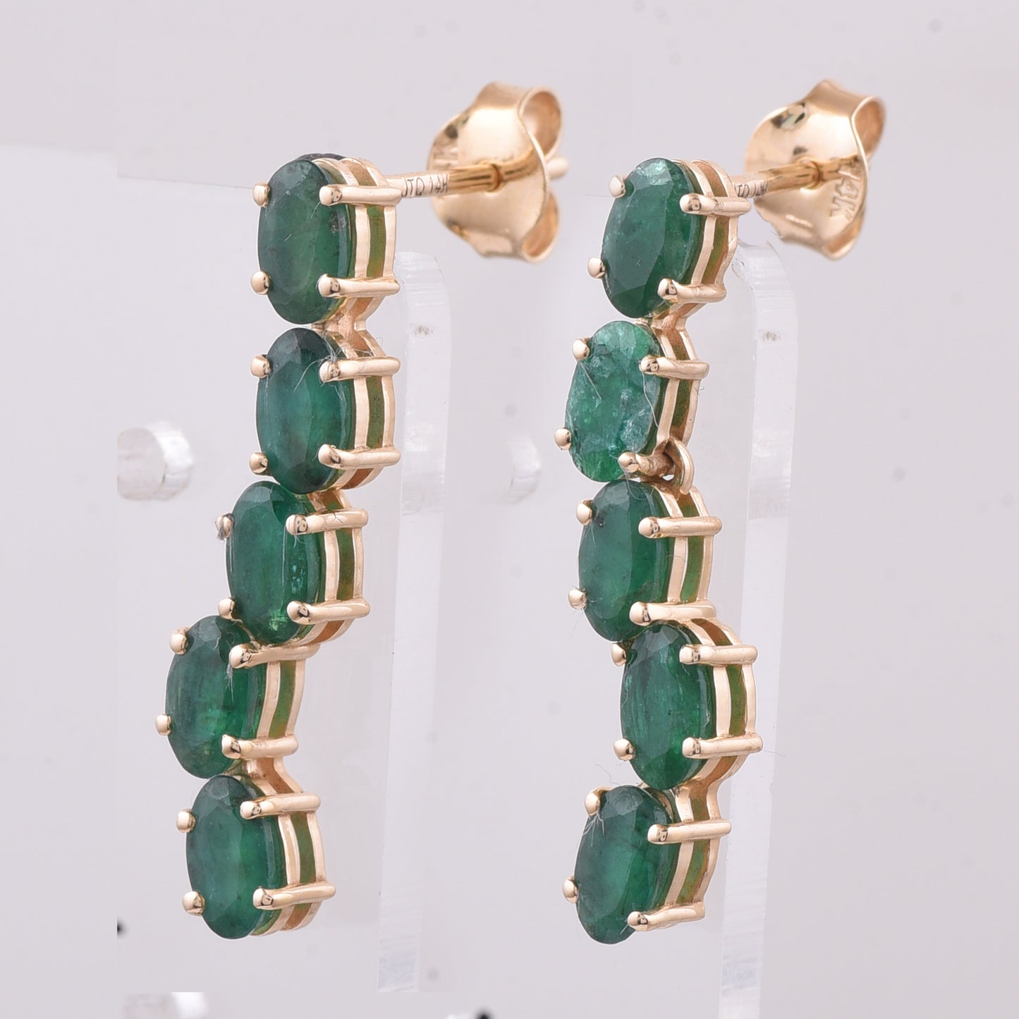 2.19 Ct Oval Natural Emerald 14K Gold Earrings