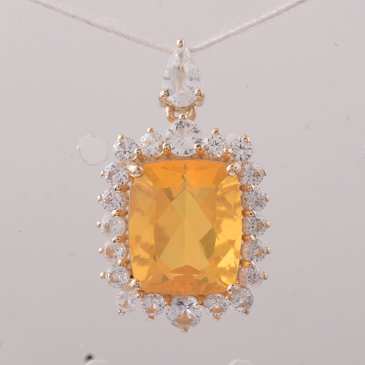 4.14 Ct Cushion Fire Opal 9K Gold Pendant
