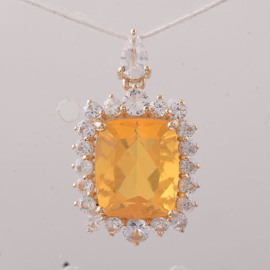 4.14 Ct Cushion Fire Opal 9K Gold Pendant