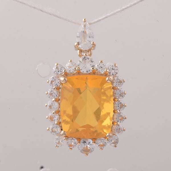 4.14 Ct Cushion Fire Opal 9K Gold Pendant