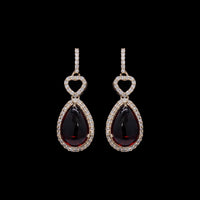 5.50 Ct Pear Cabochon Natural Rubellite 14K Gold Earrings