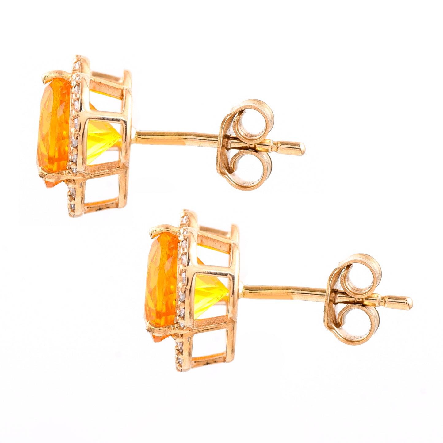 1.96 Ct Round Mixed Cut Natural Fire Opal 14K Gold Earrings