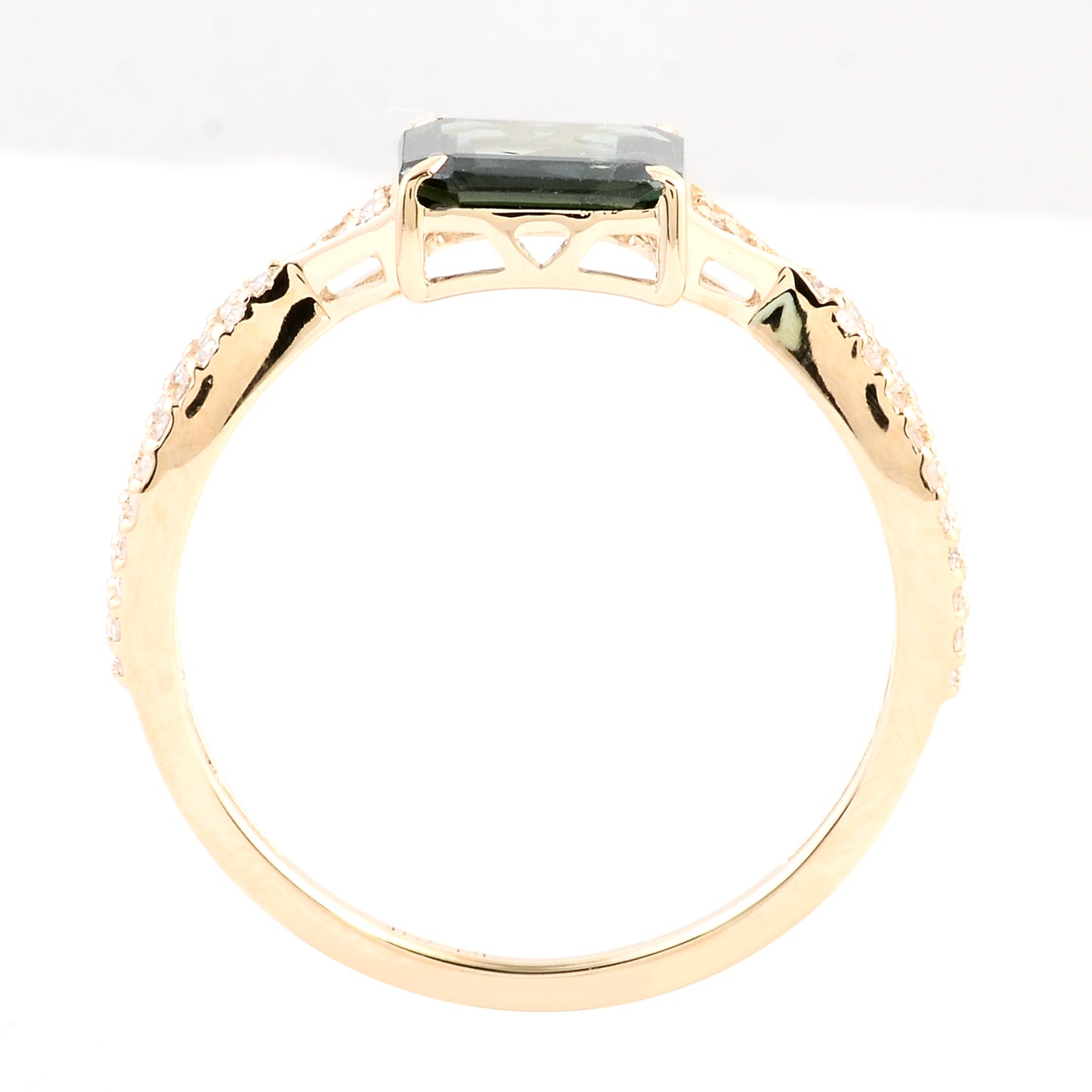 1.36 Ct Square Emerald Cut Natural Corundum Sapphire 14K Gold Ring