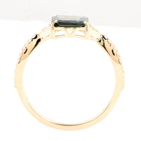1.36 Ct Square Emerald Cut Natural Corundum Sapphire 14K Gold Ring