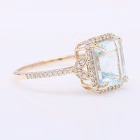 2.63 Ct Octagon Step Cut Natural Aquamarine 14K Gold Ring