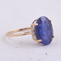 5.97 Ct Oval Natural Tanzanite 14K Gold Ring