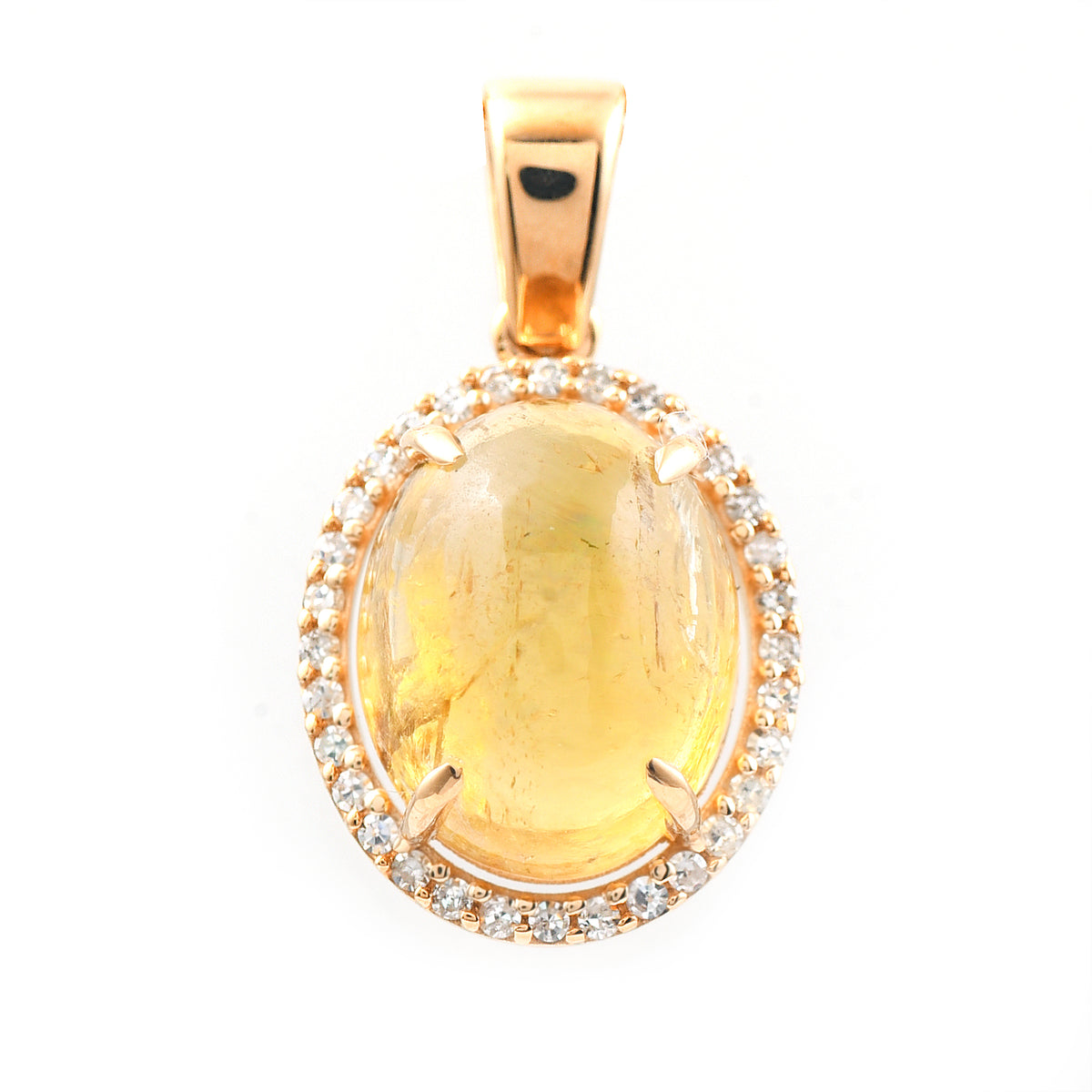 4.05 Ct Oval Cabochon Cut Natural Tourmaline 14K Gold Pendant