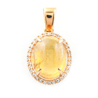 4.05 Ct Oval Cabochon Cut Natural Tourmaline 14K Gold Pendant