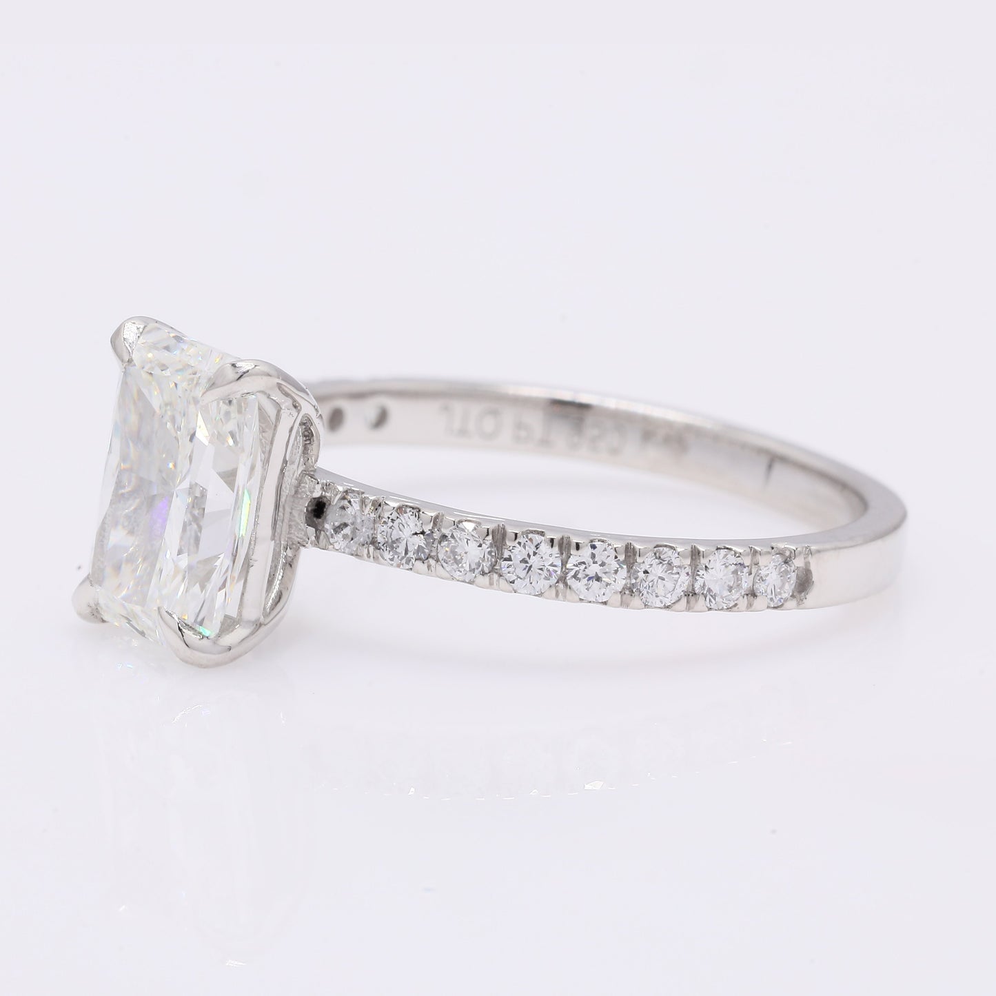2.12 Ct Cut Cornere Rectangular Modifie Brilliant Lab Grown Diamond 950 Platinum Ring