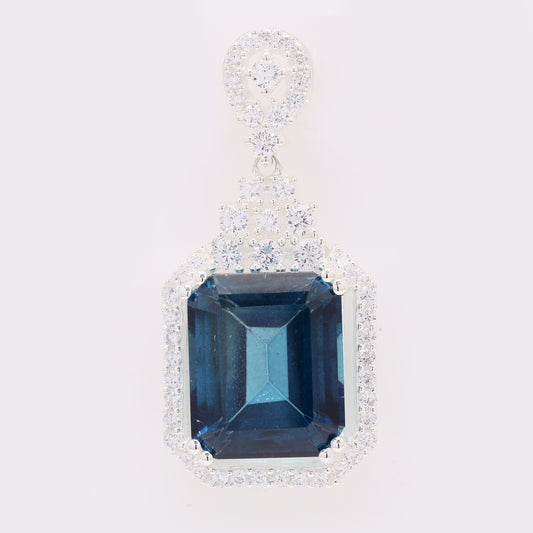 8.94 Ct Octagon Lbt Color Topaz 925 Silver Pendant